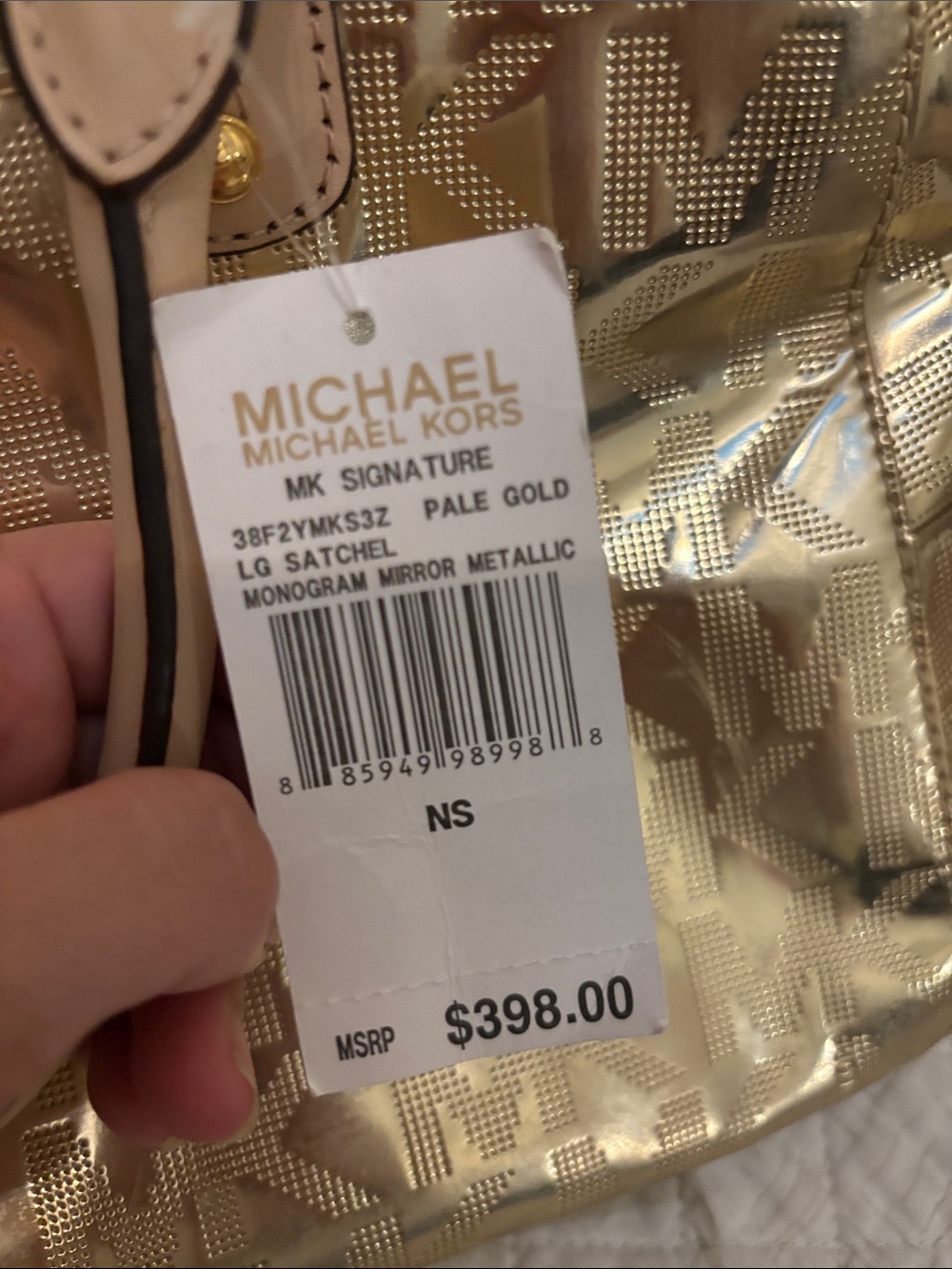 Michael Kors Gold Metallic Logo Travel Satchel - Picture 3 of 7